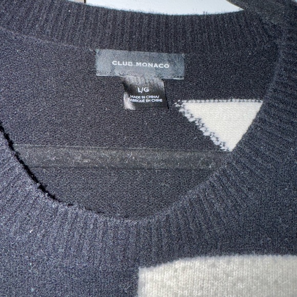 Club Monaco Black and Cream Geometric Sweater - Picture 5 of 8